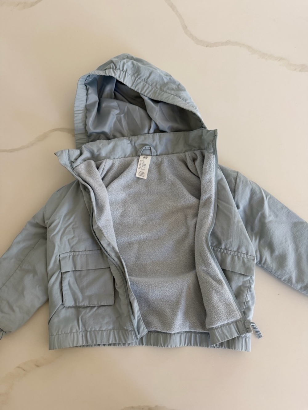 H&M Light Blue Hooded Puffer Jacket for Kids